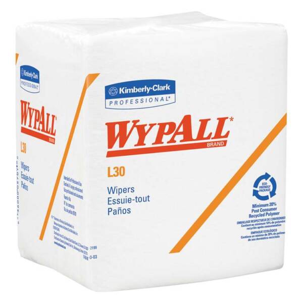 Wiper - Wypall Economizer L30 Wipe, 1/4 fold 12.5"x13" - White [P62] 1