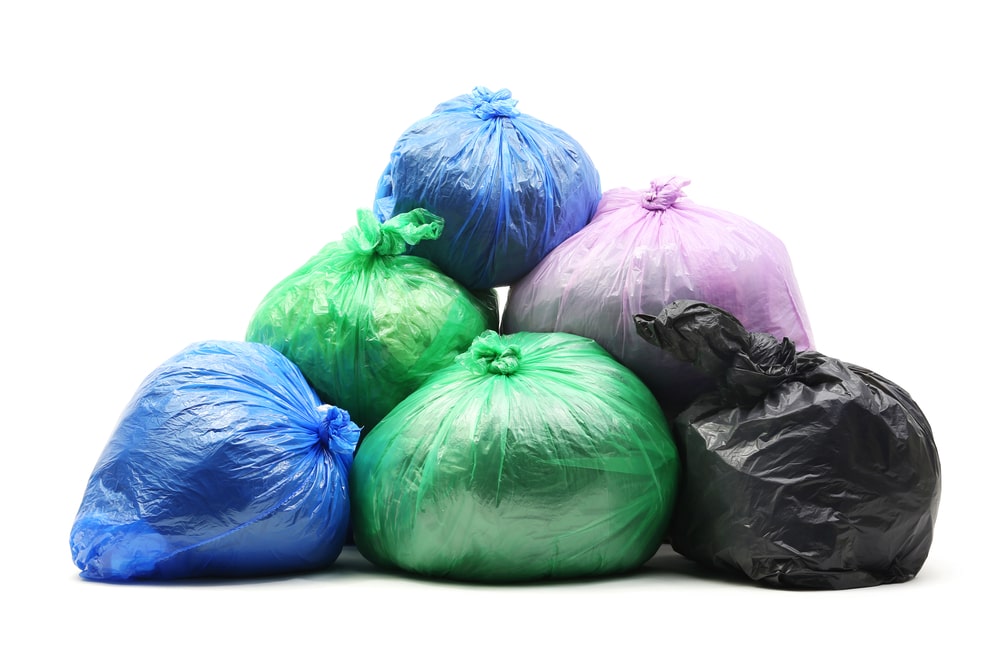Various coloured garbage bags for different uses