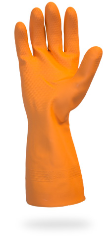 Latex/Neoprene - 28mil Heavy Flocklined 12" Fish Scale Grip - SM - Orange 1